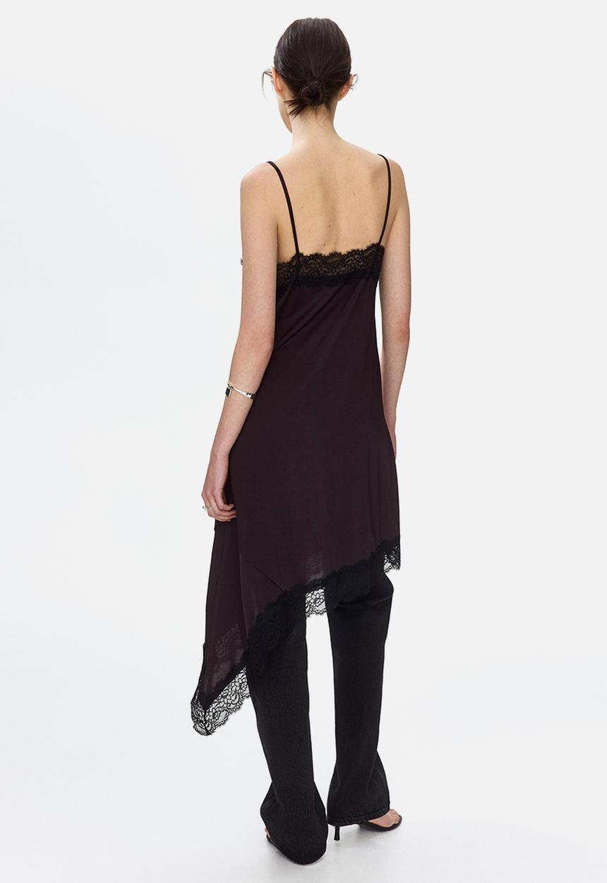 H&M - Lace-trimmed strappy dress - dark brown/black