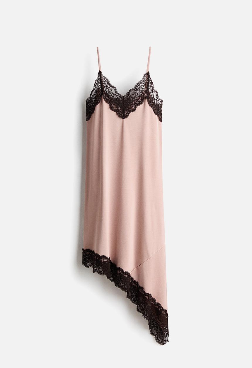 H&M - Lace-trimmed strappy dress - light pink
