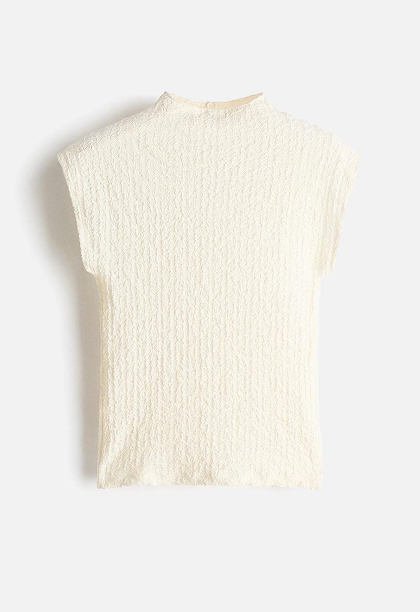 H&M - Textured jersey top - cream