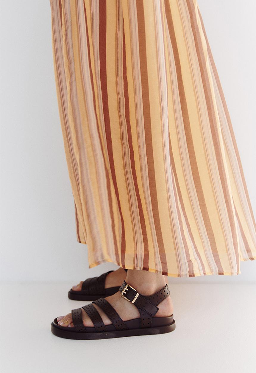 H&M - Gathered skirt - beige/striped