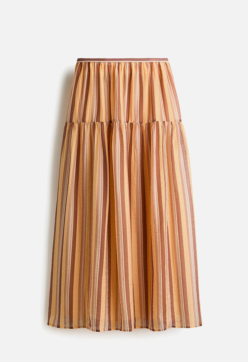 H&M - Gathered skirt - beige/striped