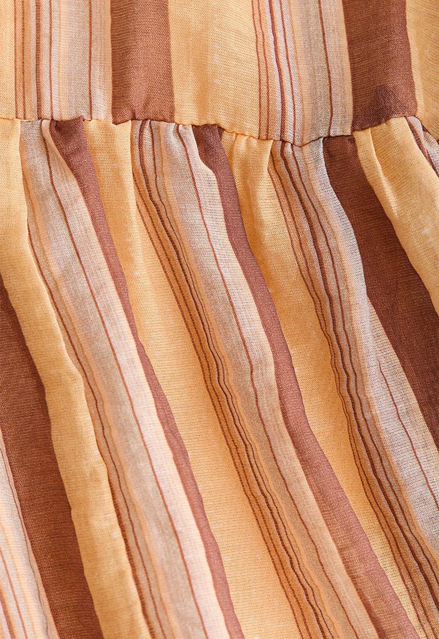 H&M - Gathered skirt - beige/striped