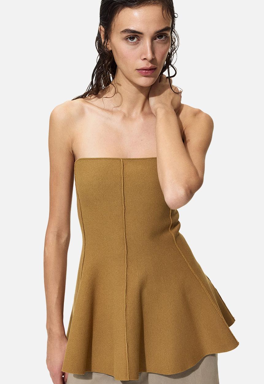 H&M - Peplum tube top - beige