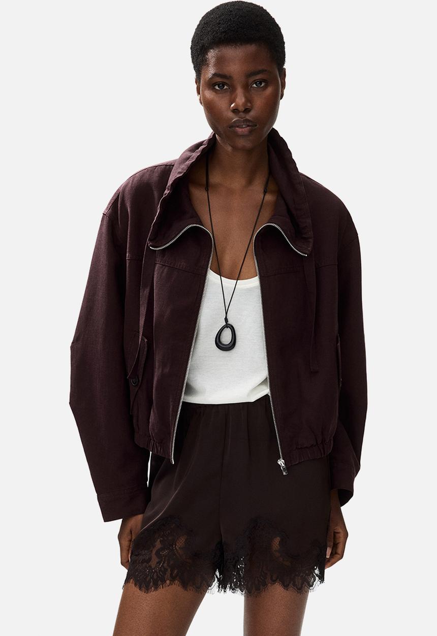 H&M - Linen-blend jacket - dark brown