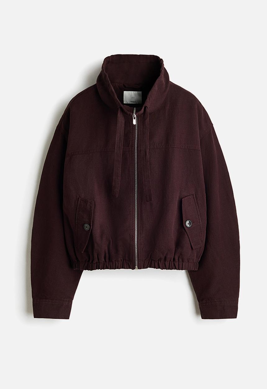 H&M - Linen-blend jacket - dark brown