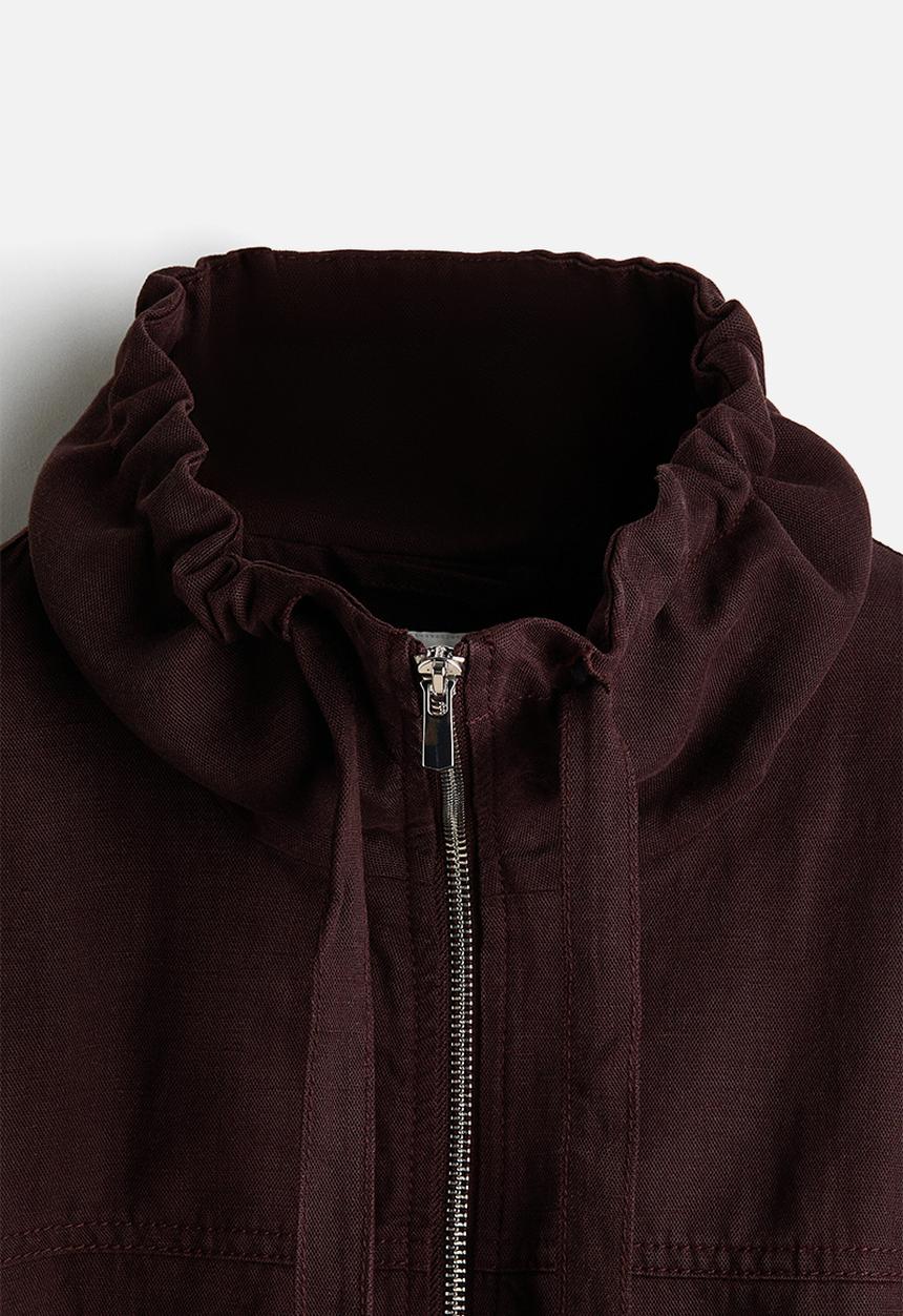 H&M - Linen-blend jacket - dark brown