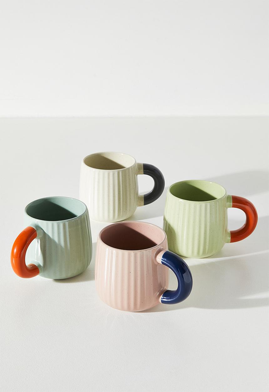 Excellent Houseware - Speckles coloured handle Mug 395ml - Milk 