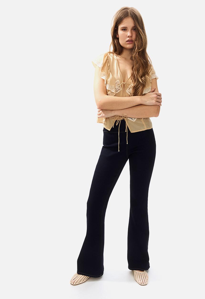 H&M - High flared jeggings - navy denim blue
