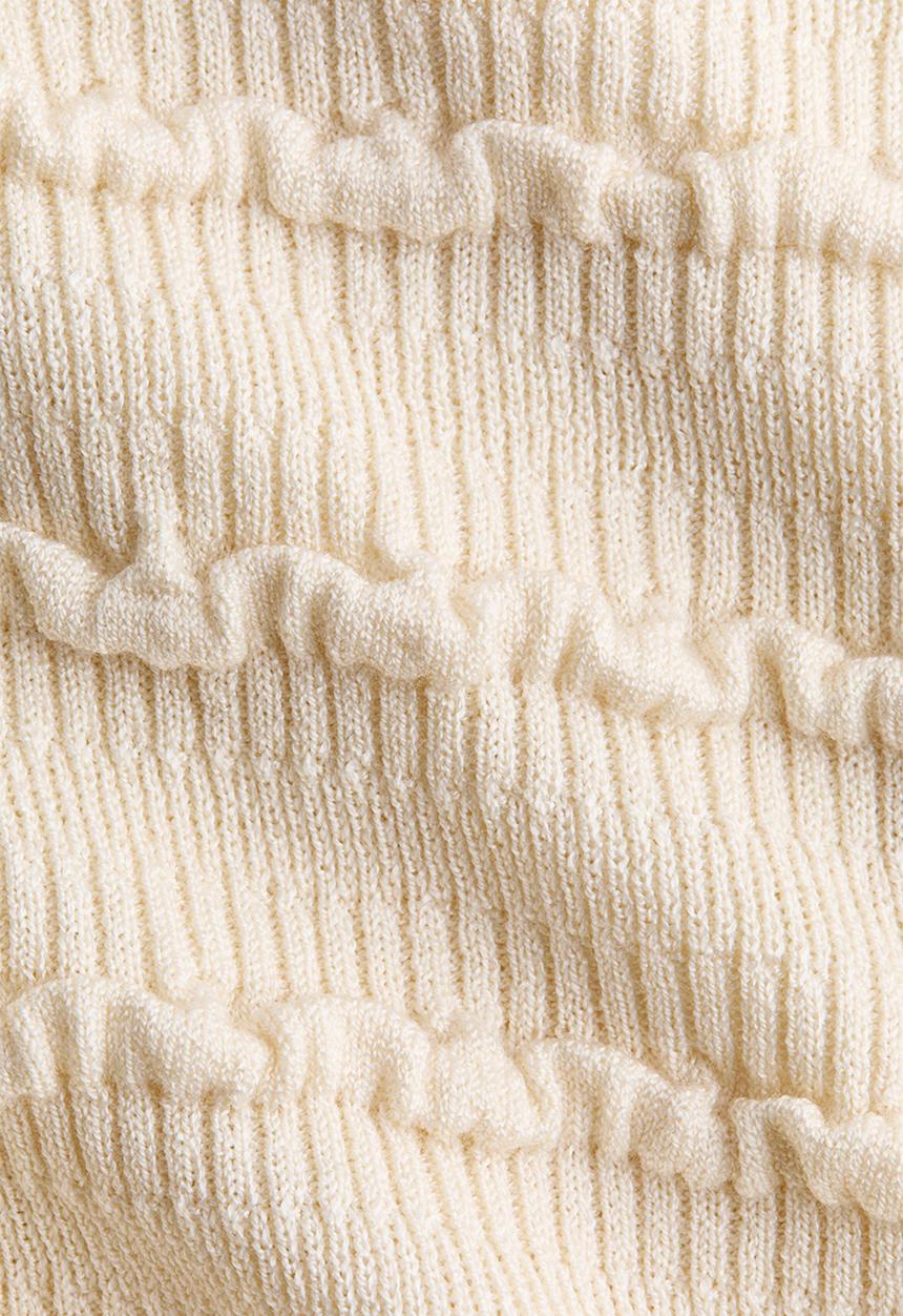 H&M - Frill-trimmed knitted top - cream