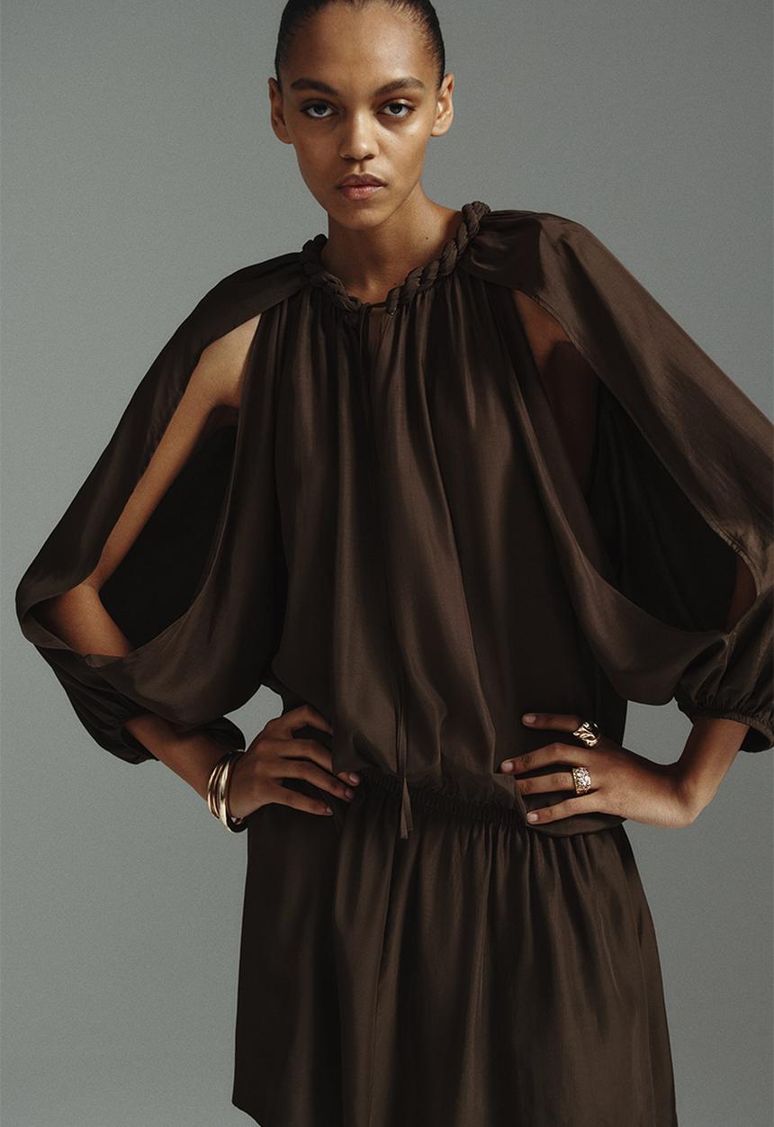 H&M - Braid-detail tunic dress - dark khaki green