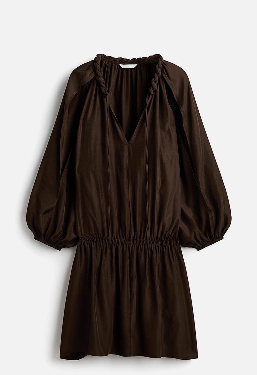H&M - Braid-detail tunic dress - dark khaki green