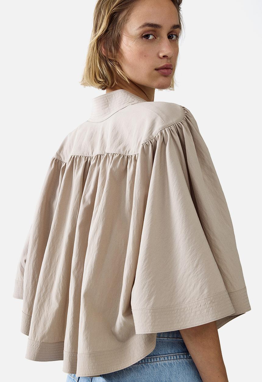 H&M - Shoulder-pad cape blouse - light dusty beige