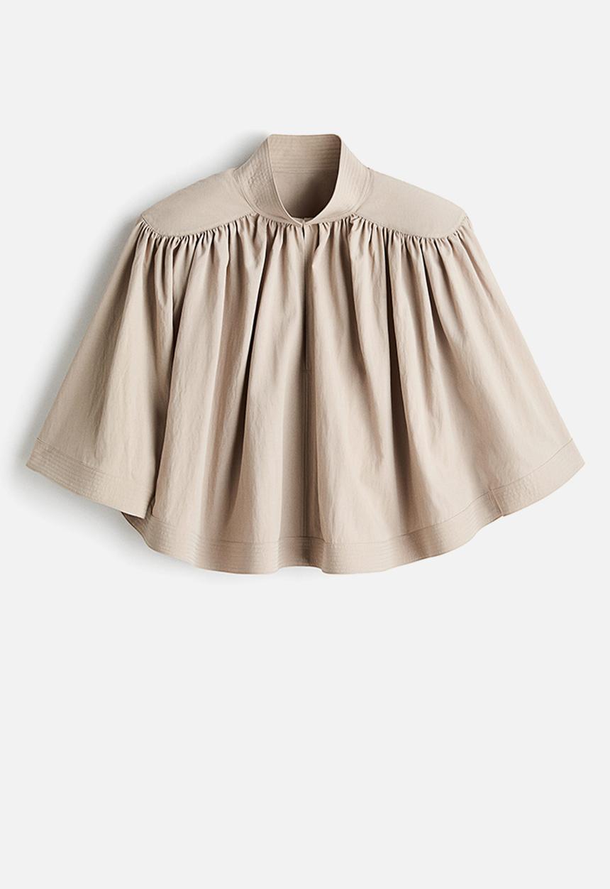 H&M - Shoulder-pad cape blouse - light dusty beige