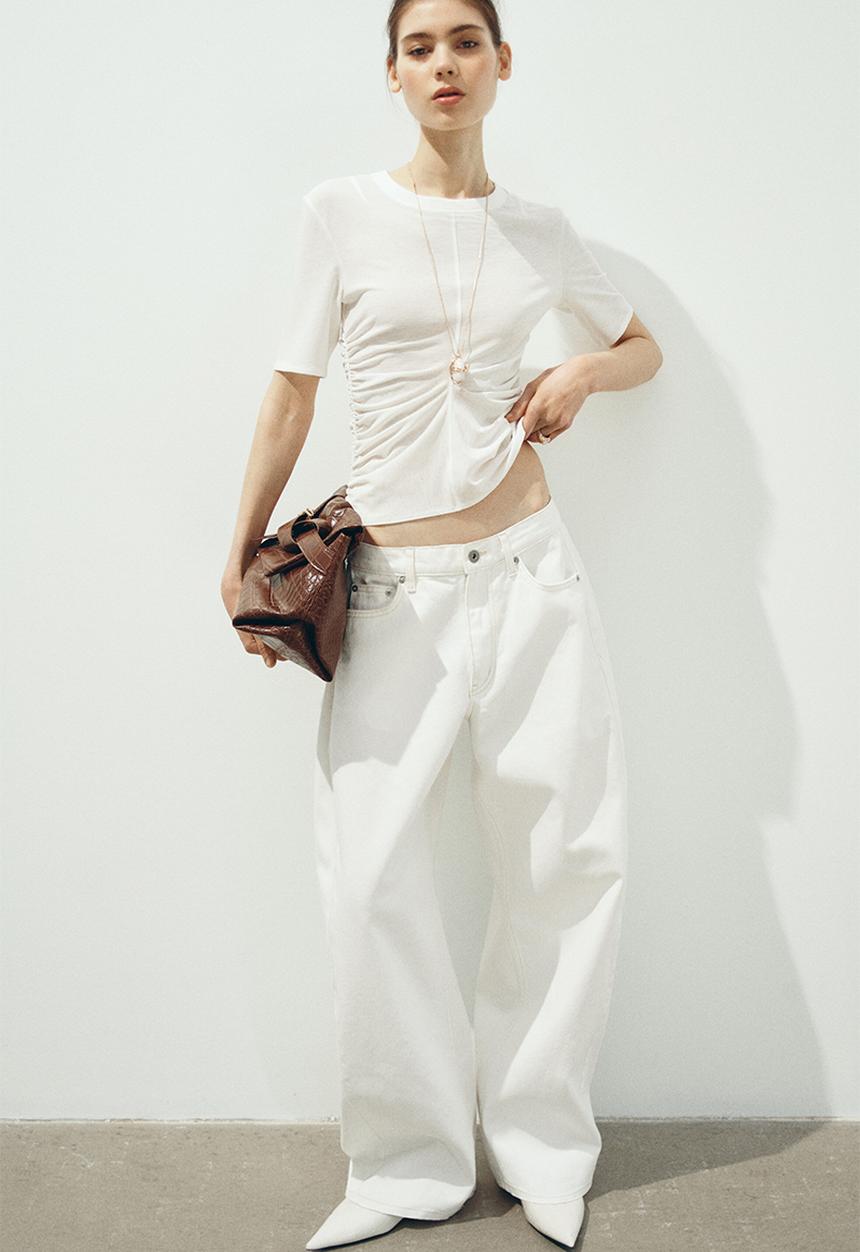 H&M - Draped T-shirt - white