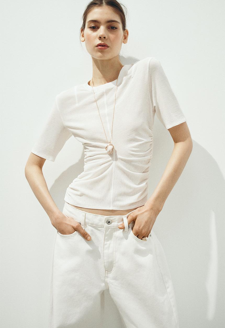 H&M - Draped T-shirt - white