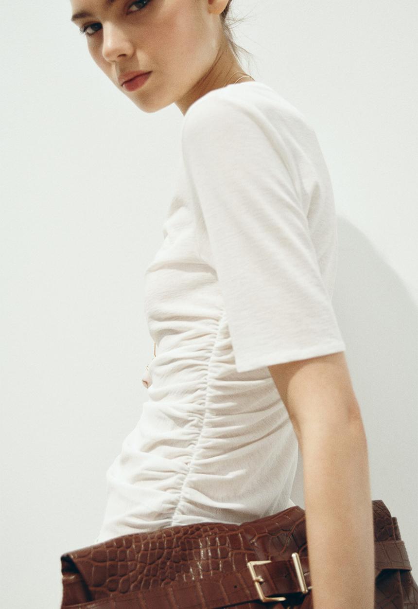 H&M - Draped T-shirt - white