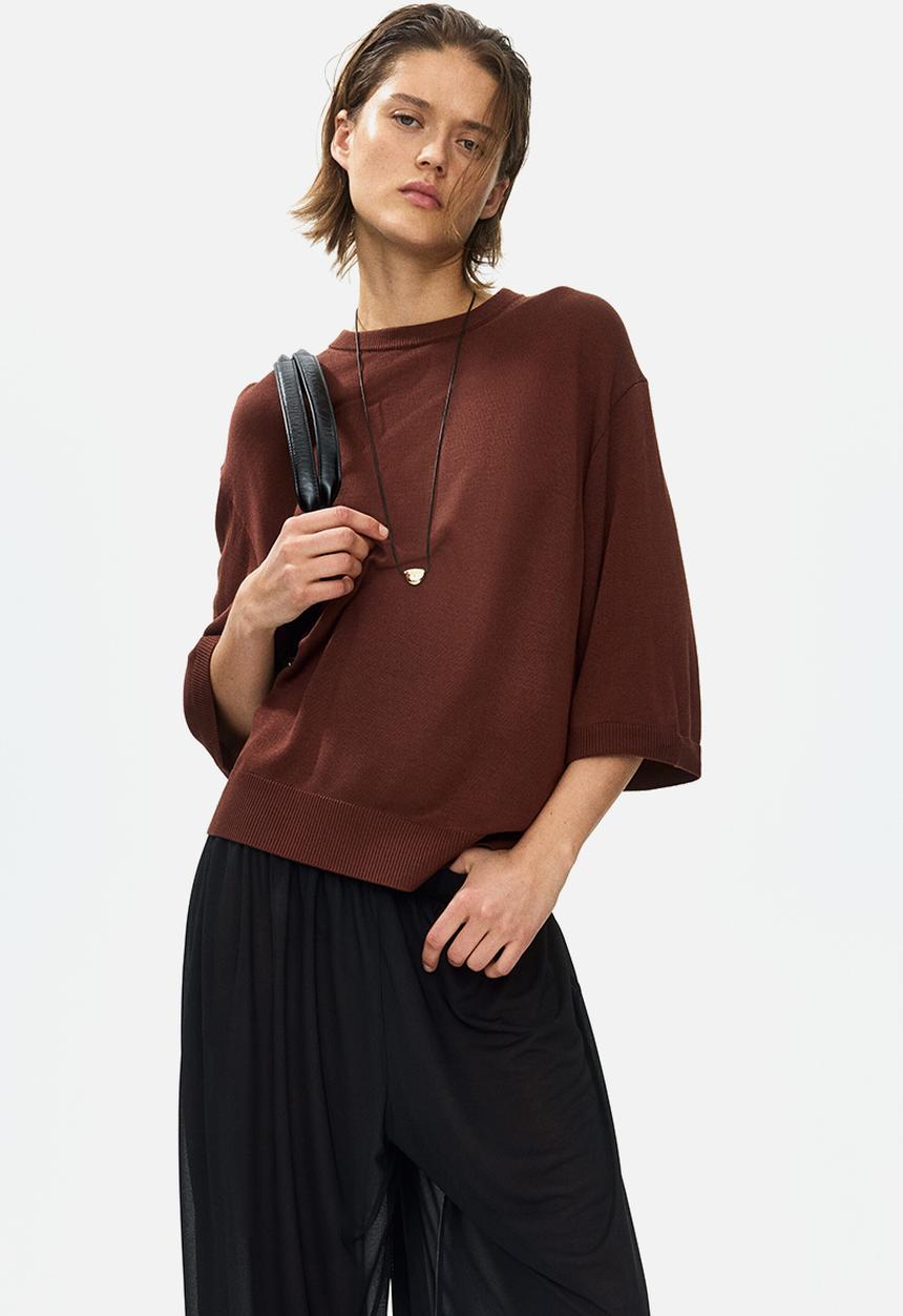 H&M - Fine-knit top - dark brown