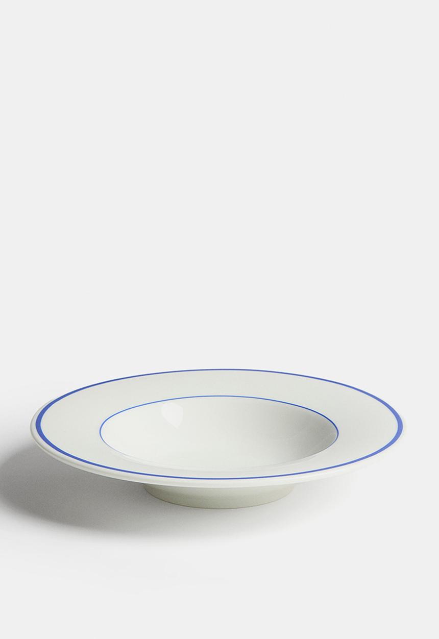 H&M - Porcelain deep plate - white/blue