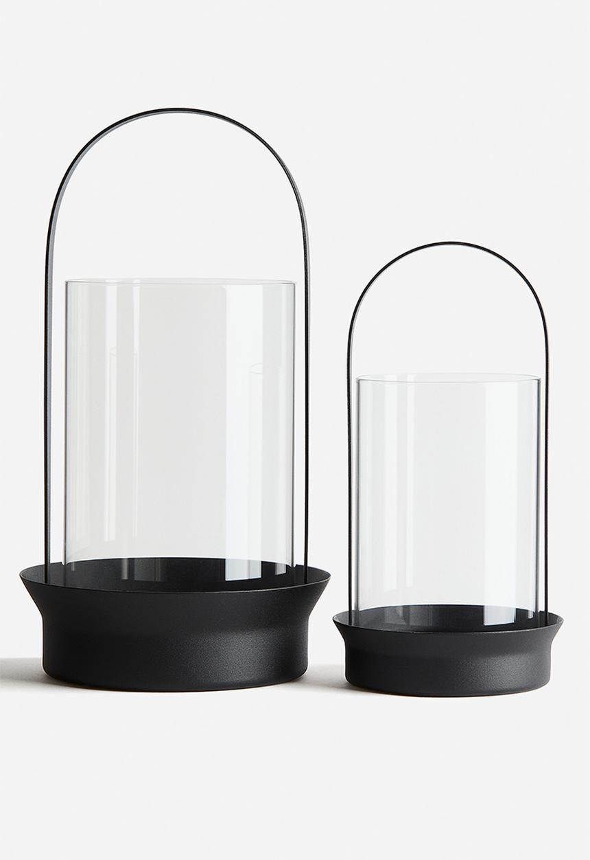 H&M - Large glass lantern - black