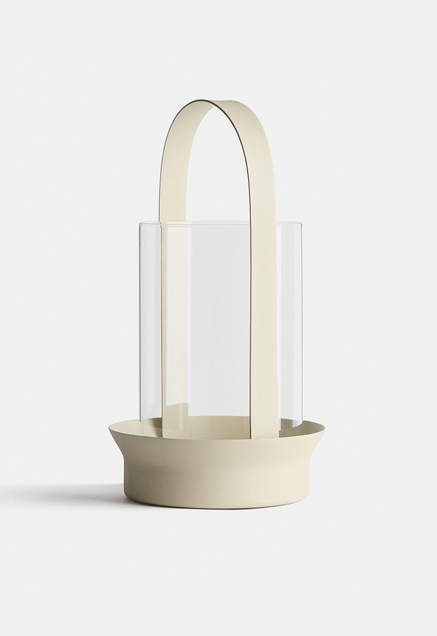 H&M - Large glass lantern - light beige