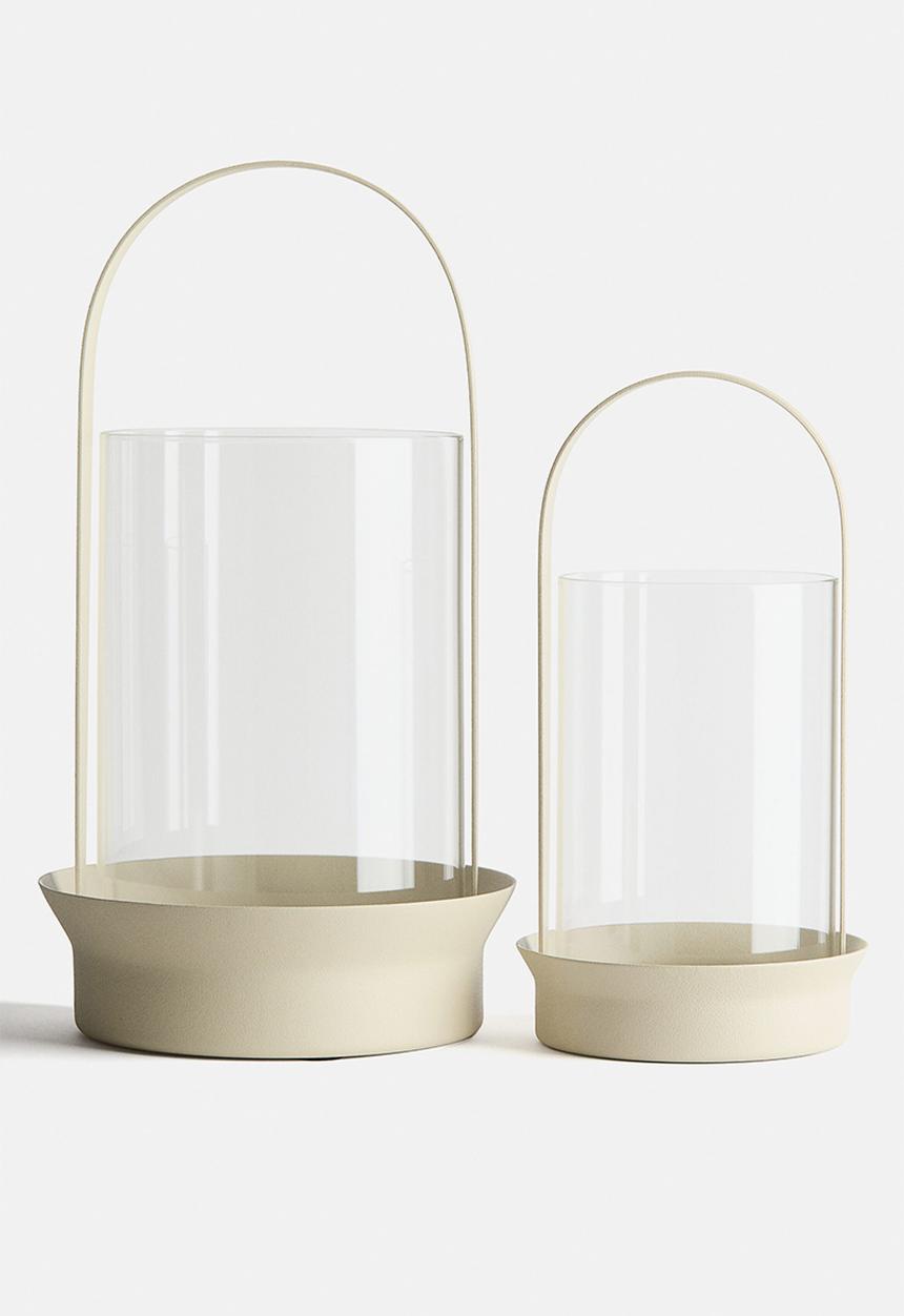 H&M - Large glass lantern - light beige