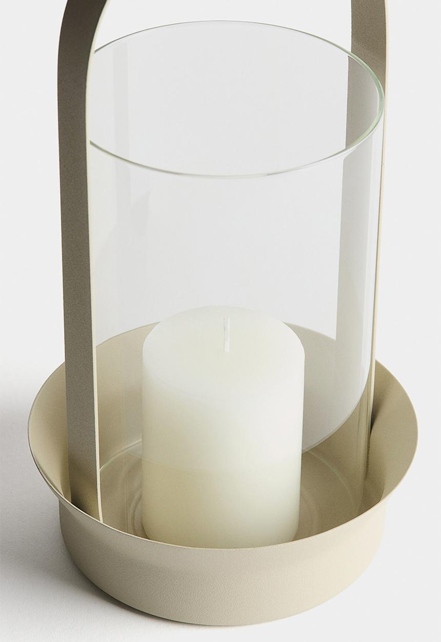 H&M - Large glass lantern - light beige
