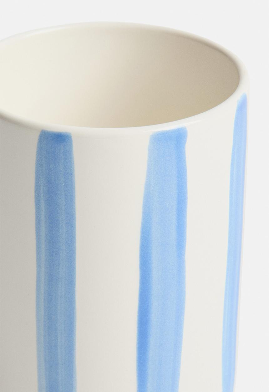 H&M - Stoneware toothbrush mug - white/blue striped