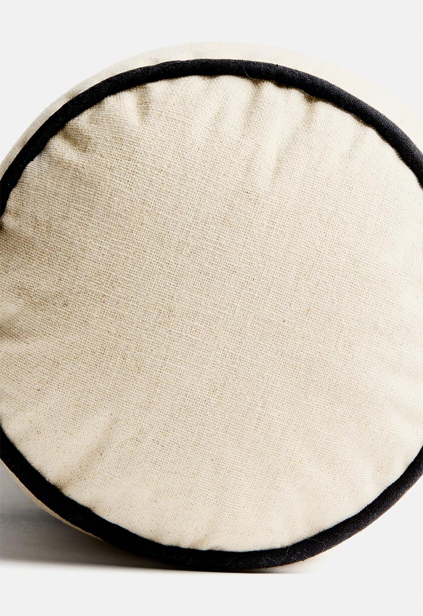 H&M - Linen-blend bolster - light beige/black