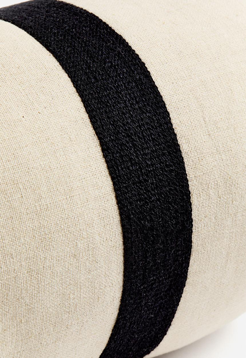 H&M - Linen-blend bolster - light beige/black