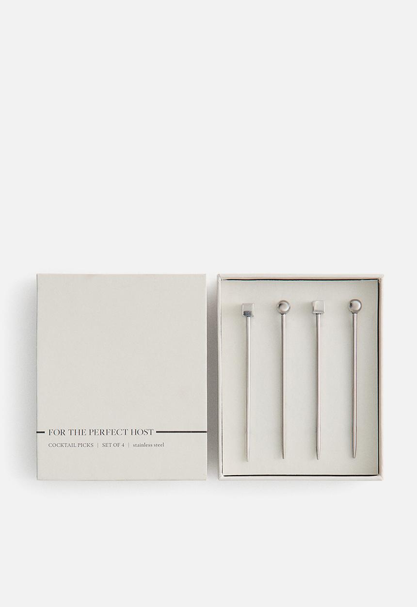 H&M - 4-pack stainless steel cocktail picks - silver-coloured