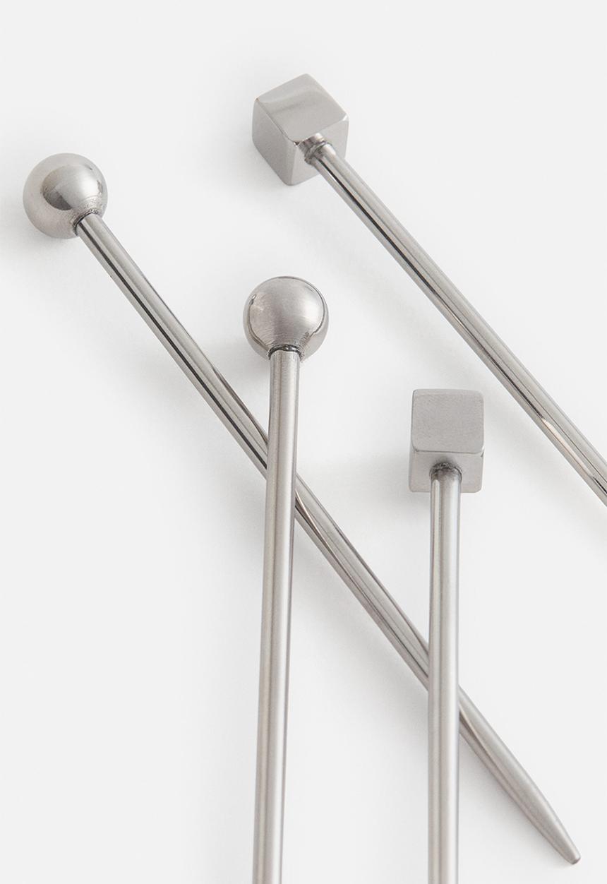 H&M - 4-pack stainless steel cocktail picks - silver-coloured