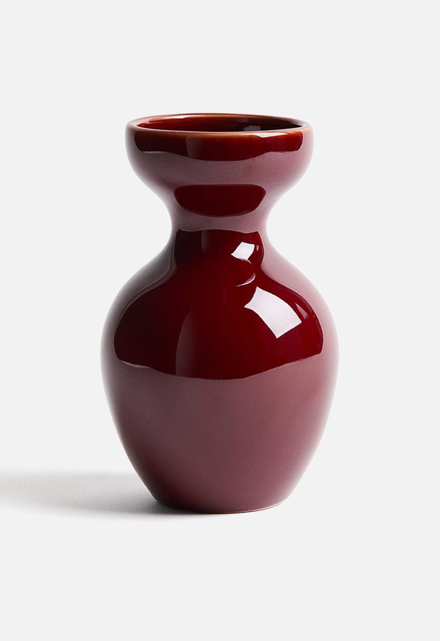 H&M - Small stoneware vase - burgundy