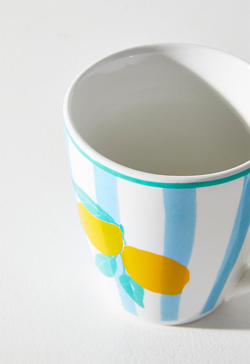 Excellent Houseware - Lemon & Stripe Mug - 380ml