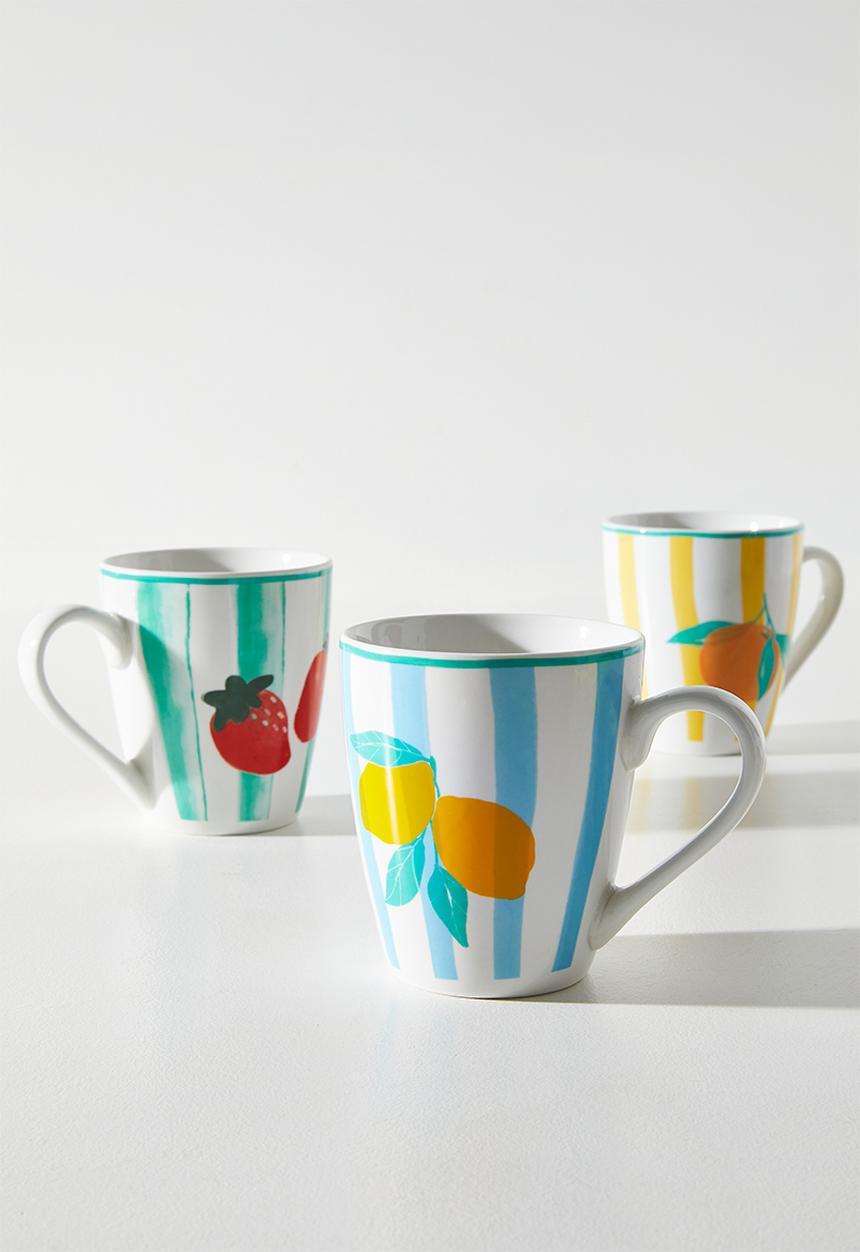 Excellent Houseware - Lemon & Stripe Mug - 380ml