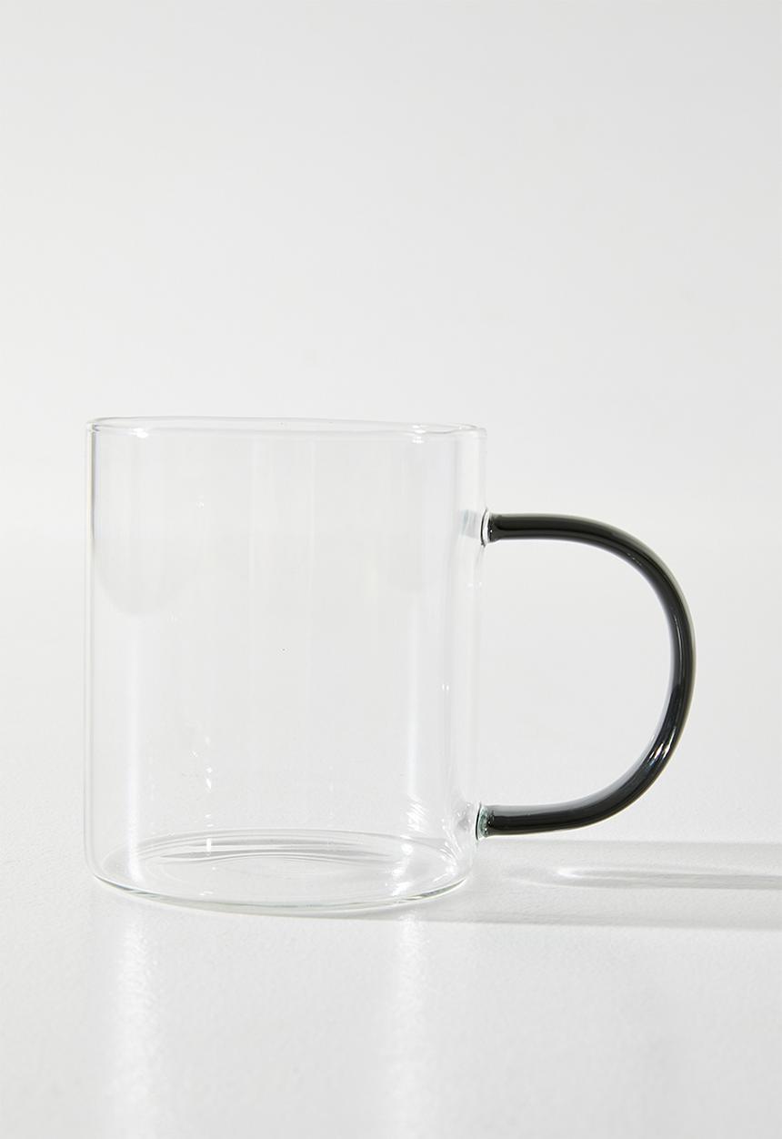 Excellent Houseware - Coffee Glass Mug with Blue C Handle - 2pcs  400ml