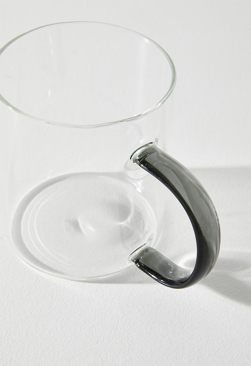 Excellent Houseware - Coffee Glass Mug with Blue C Handle - 2pcs  400ml