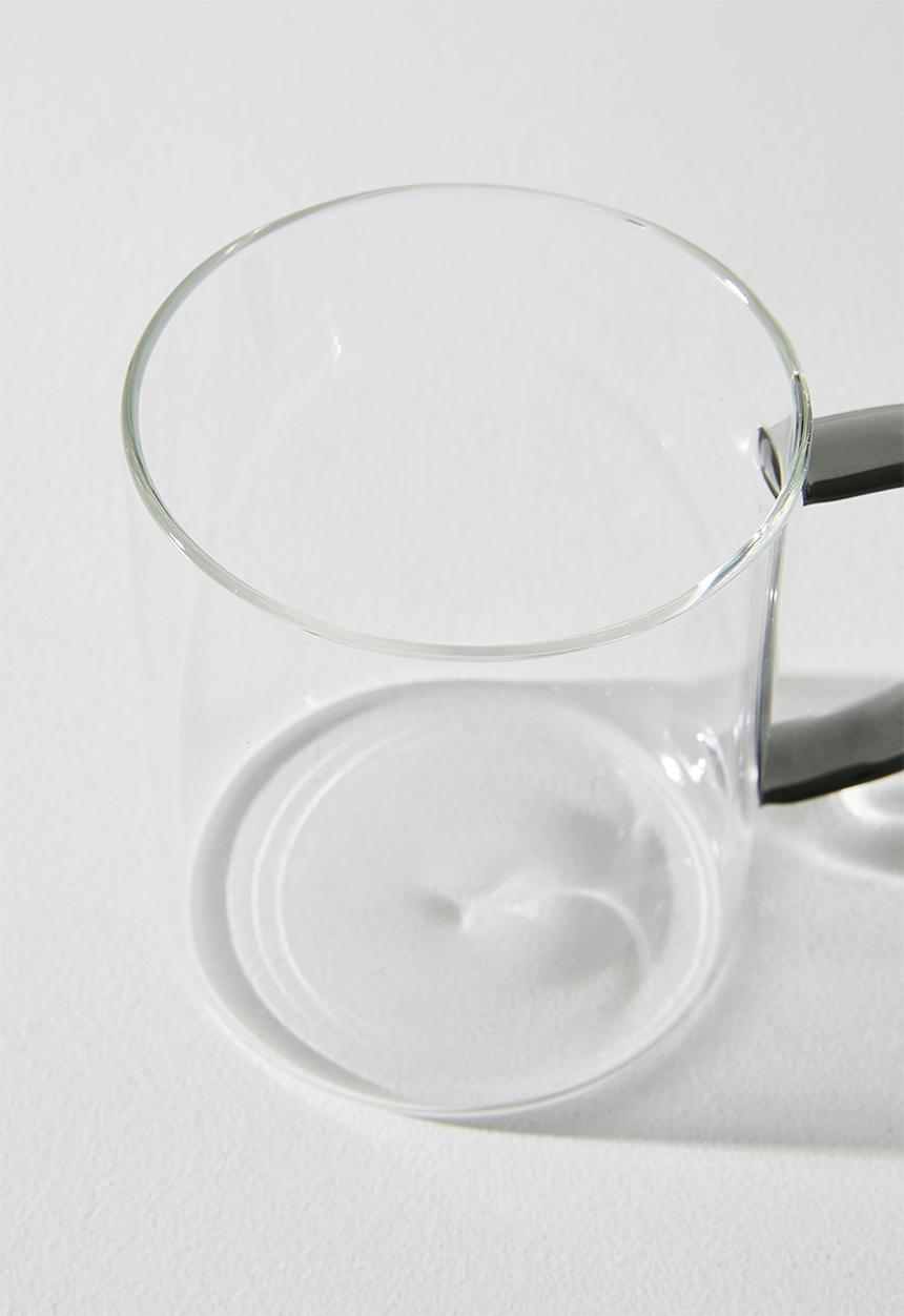 Excellent Houseware - Coffee Glass Mug with Blue C Handle - 2pcs  400ml