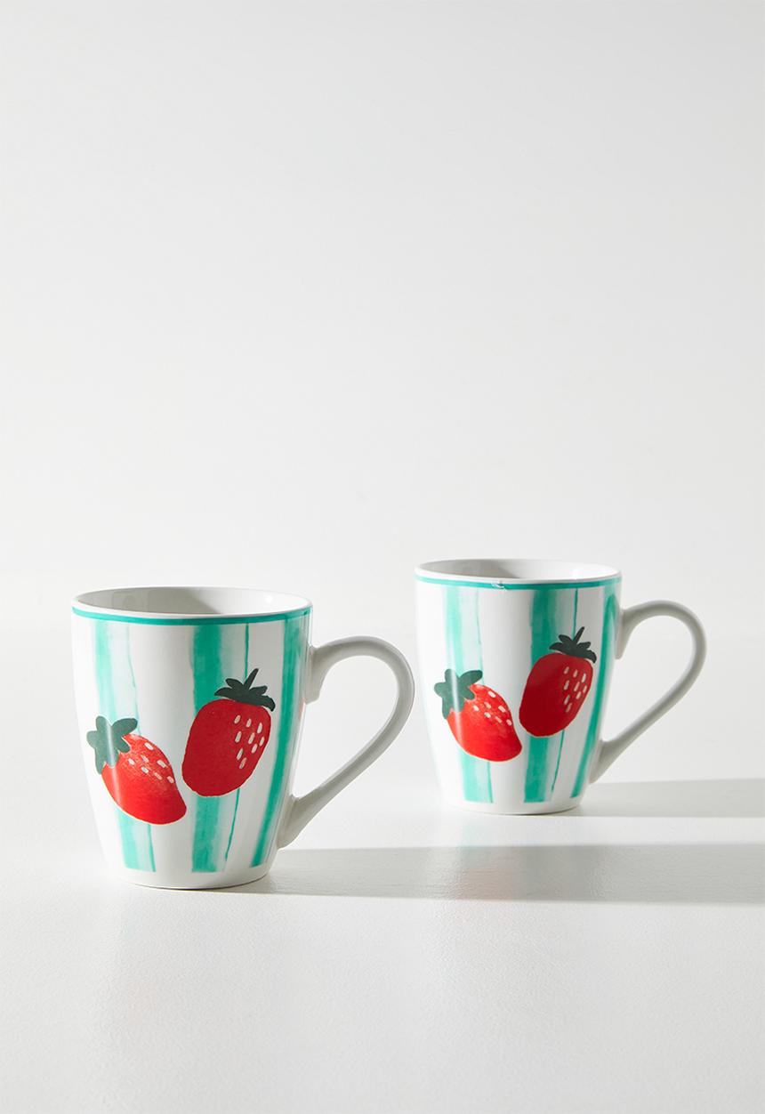 Excellent Houseware - Strawberry & Stripe Mug - 380ml