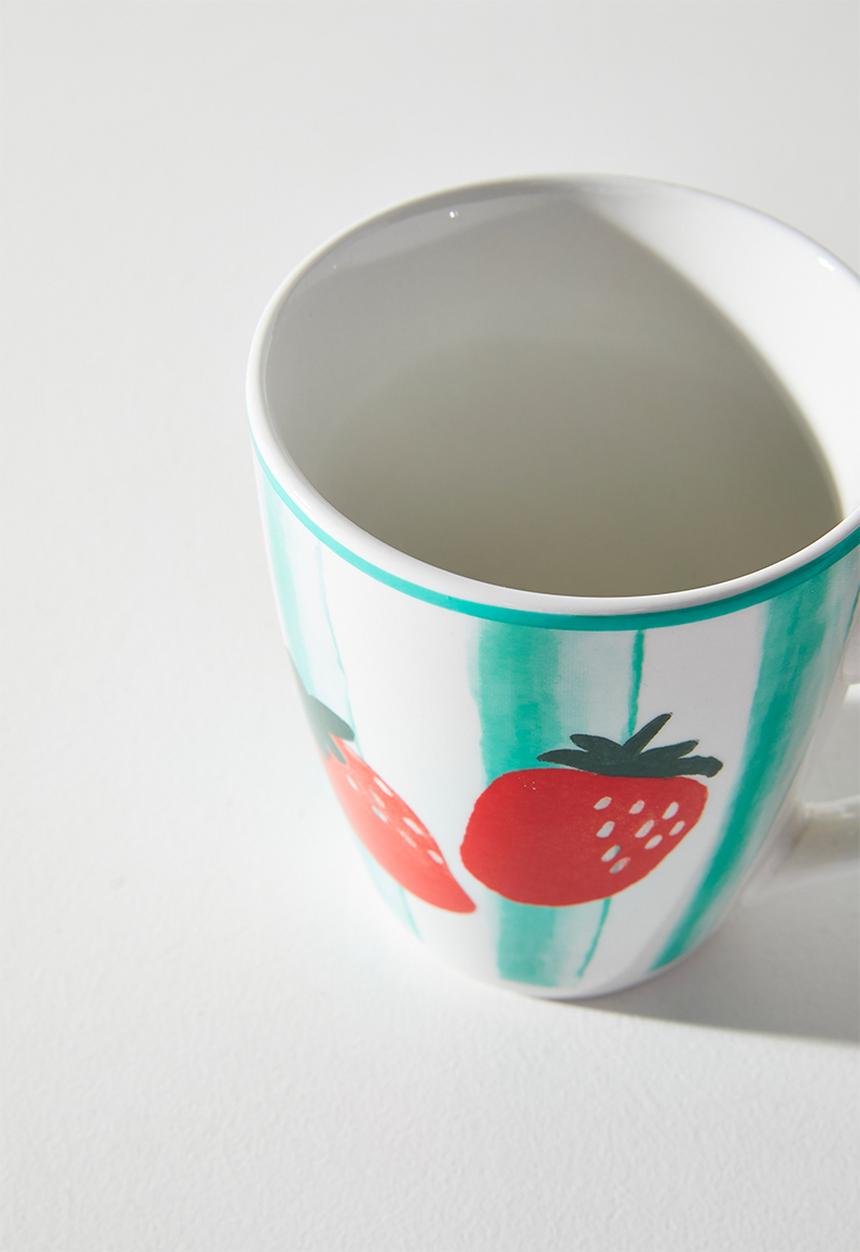 Excellent Houseware - Strawberry & Stripe Mug - 380ml