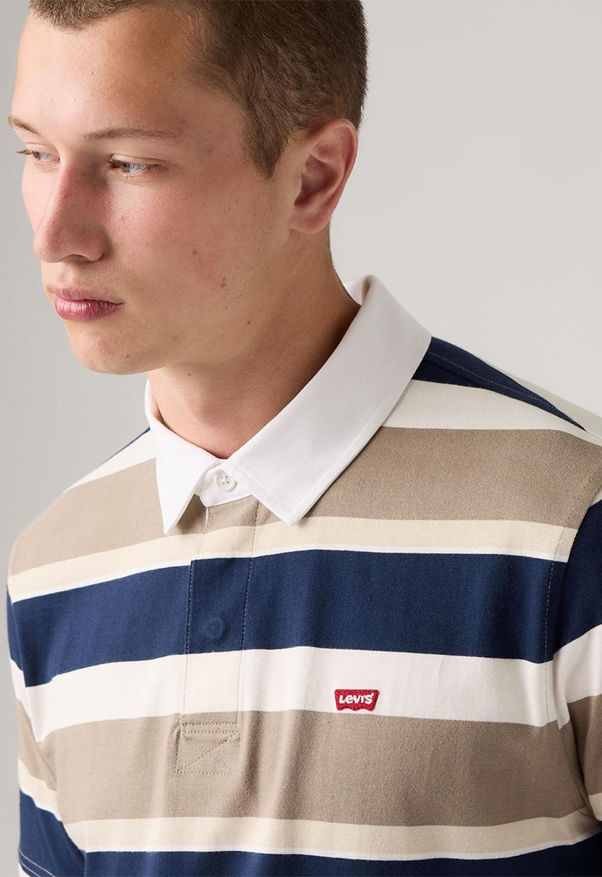 Levi’s® - CLASSIC SS RUGBY - A9398-0015 Rees Stripe BRINDLE