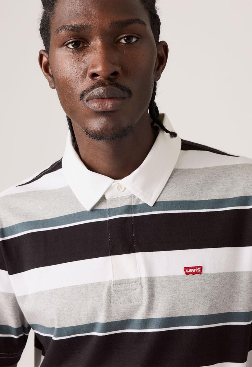 Levi’s® - CLASSIC SS RUGBY - A9398-0016 Rees Stripe MIDTONE GREY HEATHER