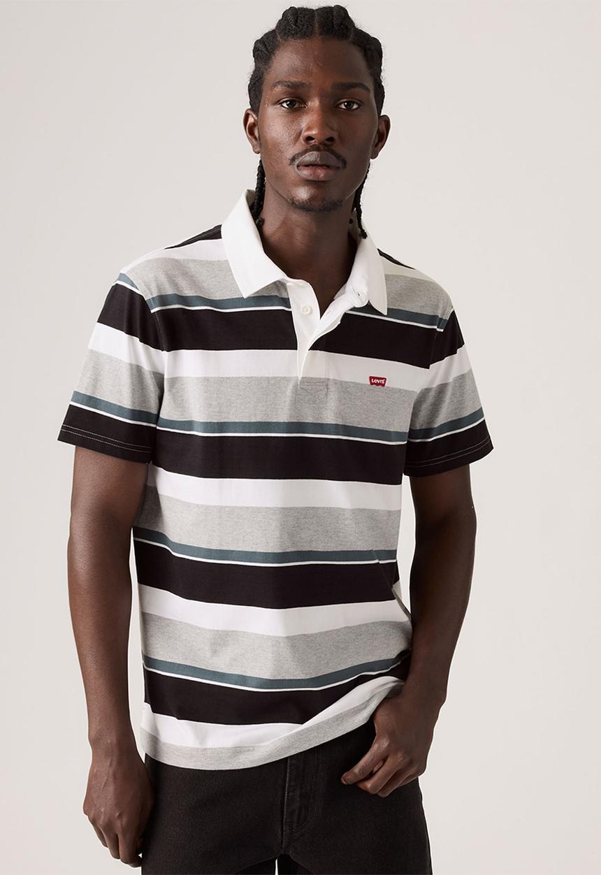 Levi’s® - CLASSIC SS RUGBY - A9398-0016 Rees Stripe MIDTONE GREY HEATHER