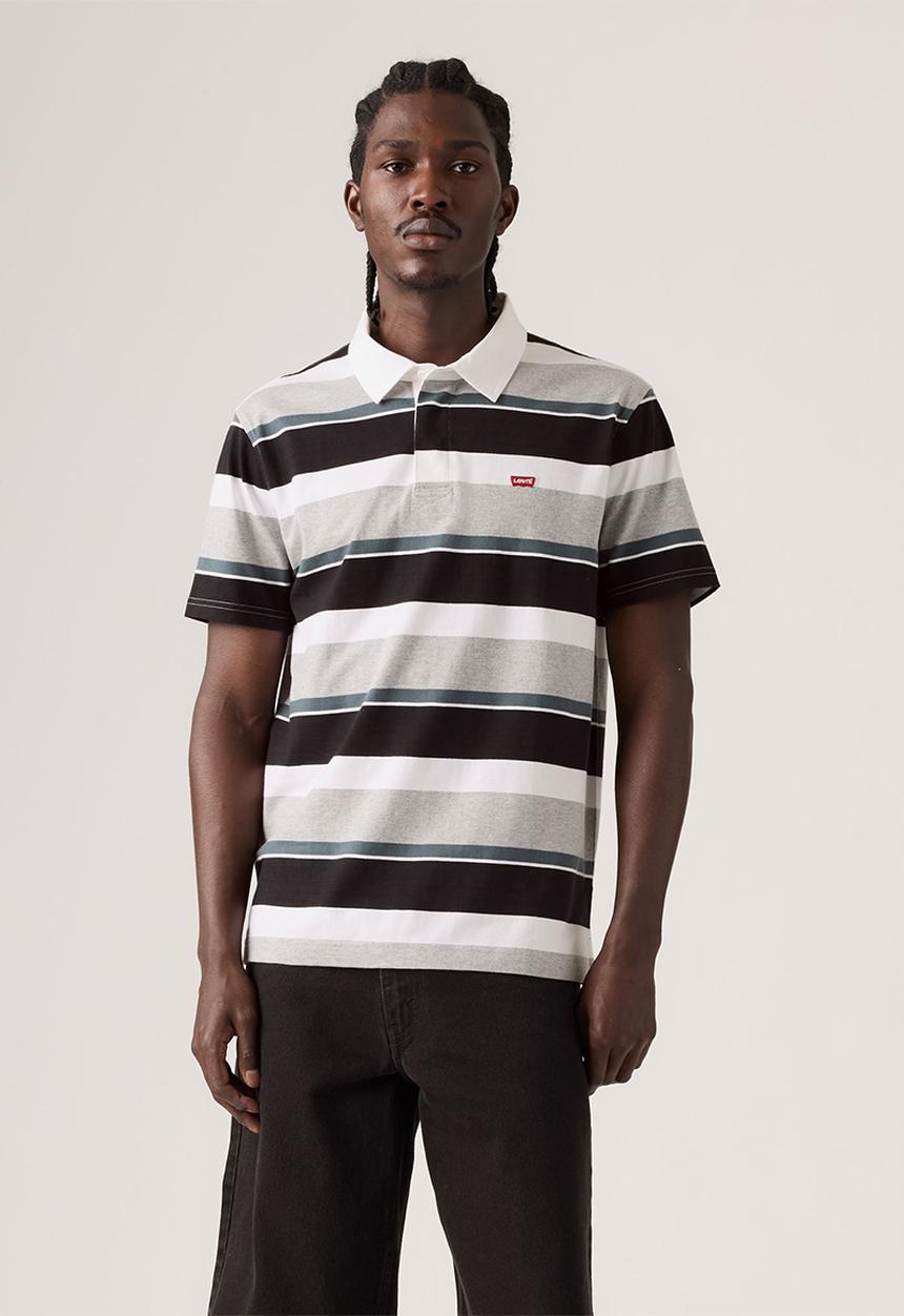Levi’s® - CLASSIC SS RUGBY - A9398-0016 Rees Stripe MIDTONE GREY HEATHER