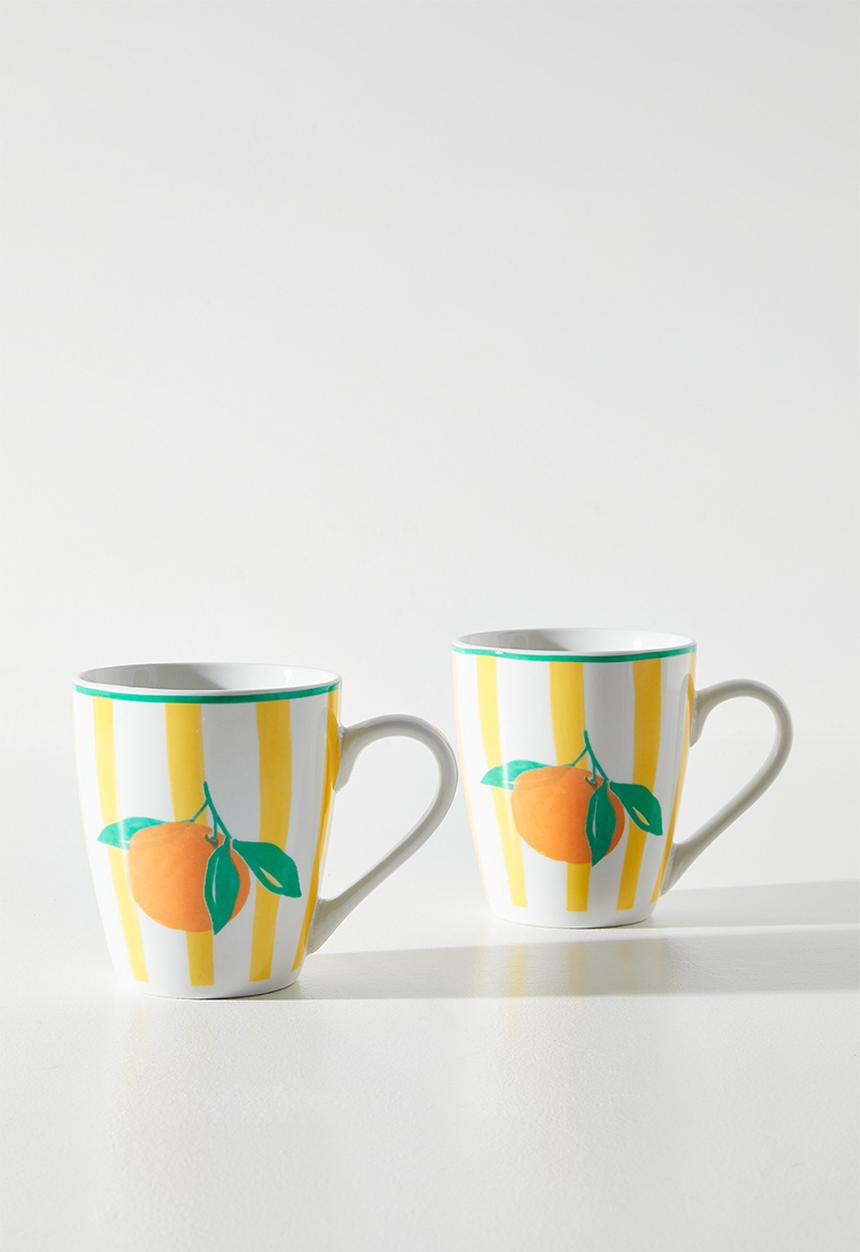 Excellent Houseware - Orange & Stripe Mug - 380ml