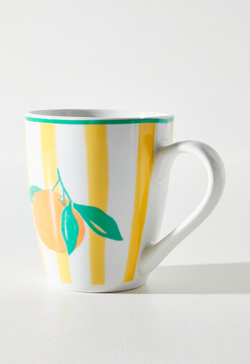 Excellent Houseware - Orange & Stripe Mug - 380ml