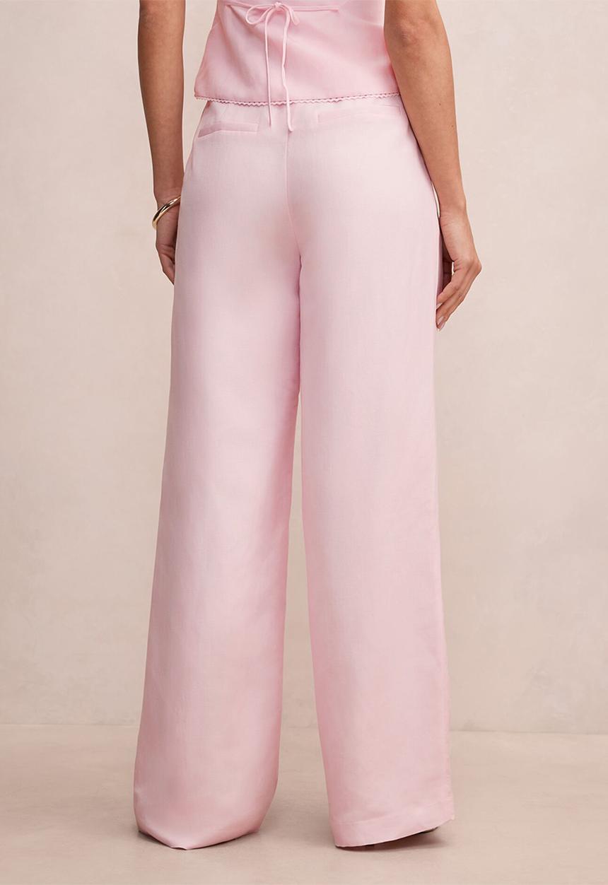Forever New - Eva linen wide leg pants - pink whisper 