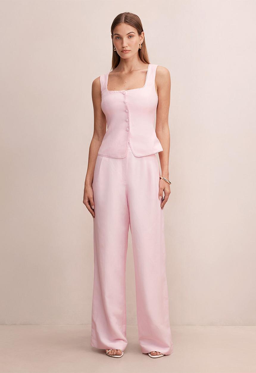Forever New - Eva linen wide leg pants - pink whisper 