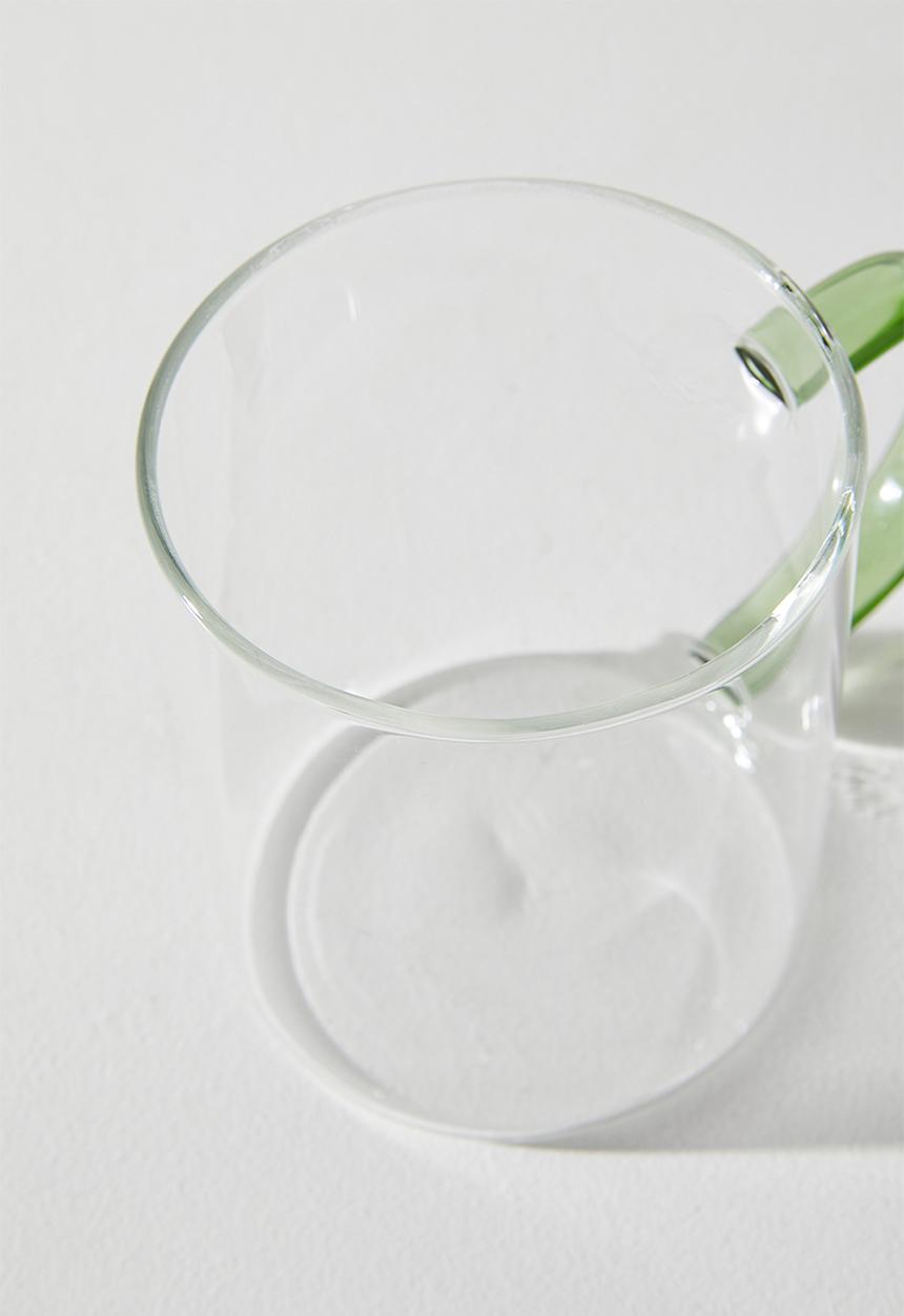 Excellent Houseware - Coffee Glass Mug with Green C Handle - 2pcs  400ml