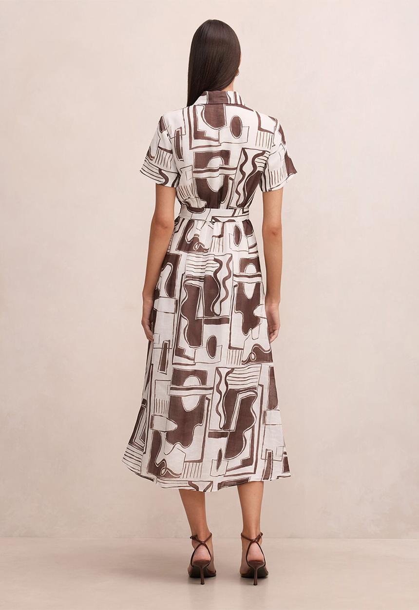 Forever New - Joy short sleeve midi dress - light arlon abstract