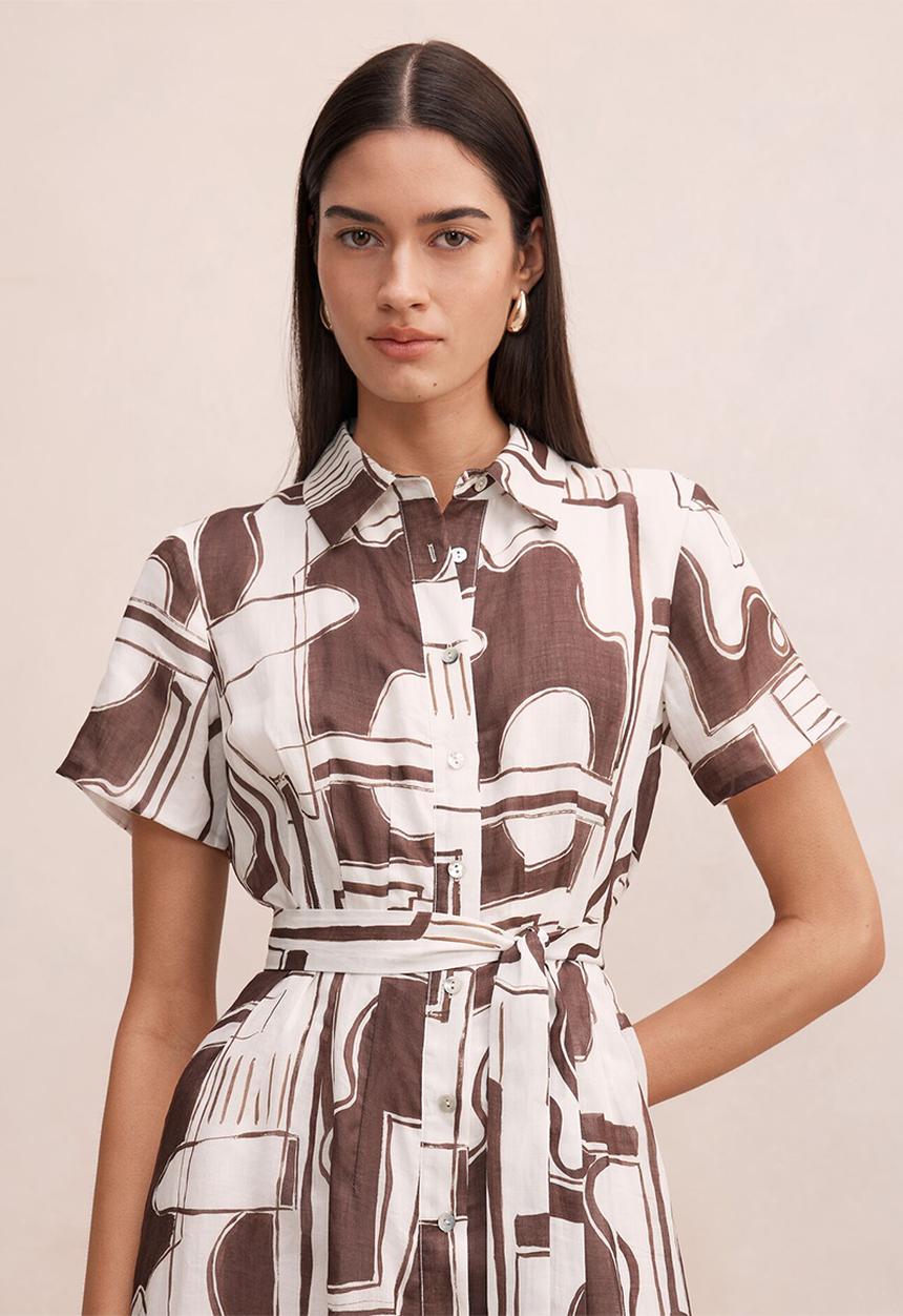 Forever New - Joy short sleeve midi dress - light arlon abstract